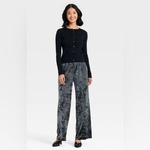 NWT Gray Crushed Velvet wide leg  Pants